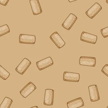Seamless pattern wood wine cork bottle cartoon vector Stock Illustration