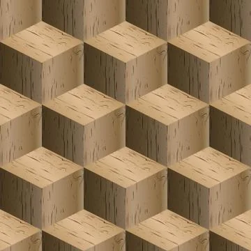 Seamless pattern of wooden cubes, vector illustration. Illustrazione stock