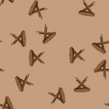 Seamless pattern wooden folding table cartoon vector Illustrazione stock