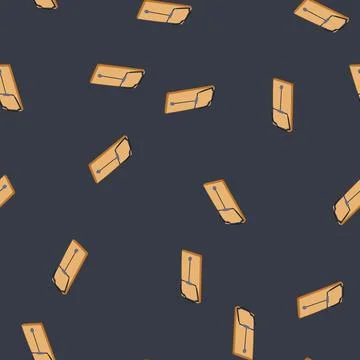 Seamless pattern wooden mousetrap device representing trap, risk and danger Stock Illustration