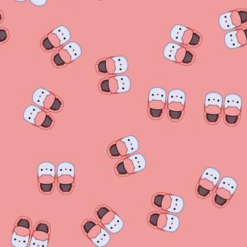 Seamless pattern wool baby booties cartoon vector Stock Illustration