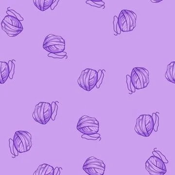 Seamless pattern wool ball yarn cartoon vector Illustrazione stock