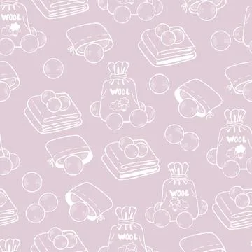 Seamless Pattern with Wool Dryer Spheres. Sustainable Laundry Care Items. F.. Stock Illustration