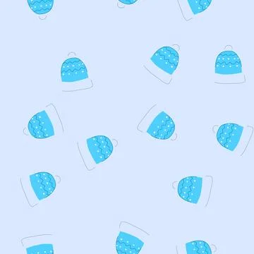 Seamless pattern wool winter hat knit cartoon vector Stock Illustration