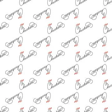 Seamless pattern with the word chicken Stock Illustration