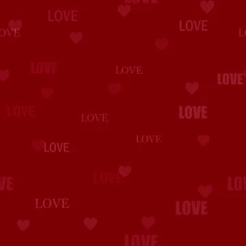 Seamless pattern with word love on red background. Vector. Stock Illustration