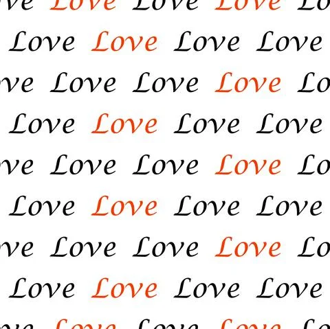 Seamless pattern with word love. Valentines day background. Vector illustration Stock Illustration