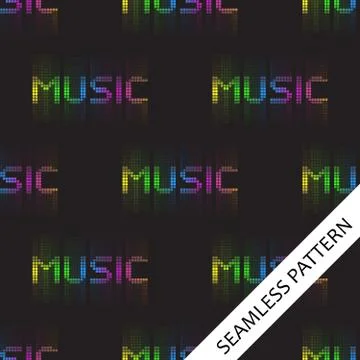 Seamless pattern with the word music Stock Illustration