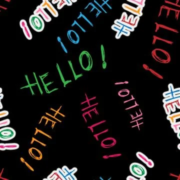 Seamless pattern of the words "Hello!" Stock Illustration