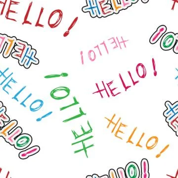 Seamless pattern of the words "Hello!" Illustrazione stock