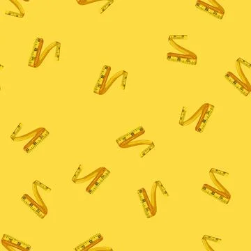 Seamless pattern work yellow measuring tape cartoon vector Stock Illustration