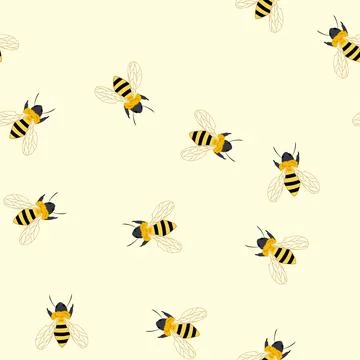 Seamless pattern worker bee cartoon vector 스톡 일러스트