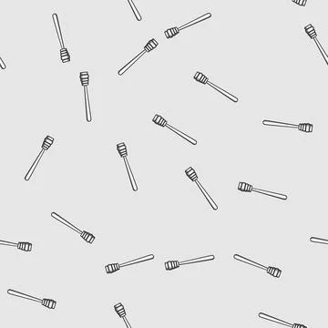 Seamless pattern worker honey dipper stick cartoon vector Stock Illustration