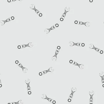 Seamless pattern workshop wrench tool cartoon vector Stock Illustration