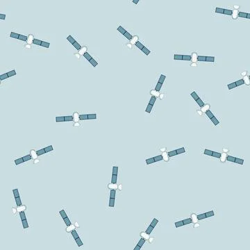 Seamless pattern world satellite cartoon vector Illustrazione stock