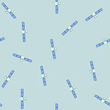 Seamless pattern worldwide satellite cartoon vector Illustrazione stock