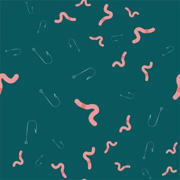 Seamless pattern of worms and hooks. Stock Illustration