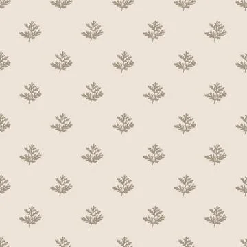 Seamless pattern wormwood on beige background. Beautiful plant ornament. Geom Stock Illustration