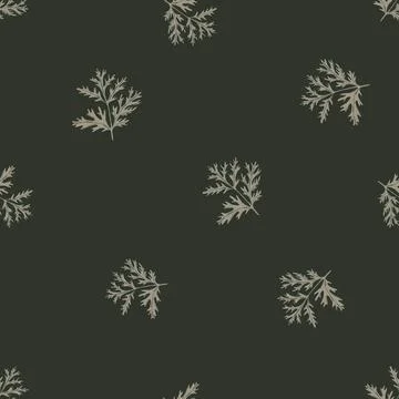 Seamless pattern wormwood on dark gray background. Beautiful plant ornament.  Stock Illustration
