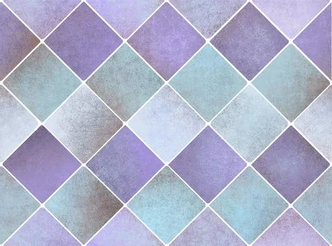 Seamless pattern of worn tiles for kitchen or bathroom. Grunge watercolor ill Illustrazione stock