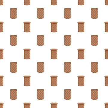 Seamless pattern with woven straw basket container Stock Illustration