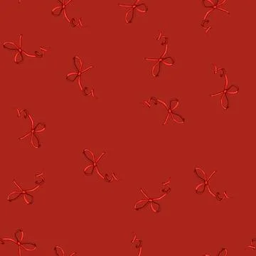 Seamless pattern wrap red bow ribbon cartoon vector イラスト素材