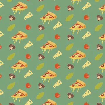 Seamless pattern wrapaper with slice pizza for pizzeria Stock Illustration