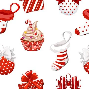 Seamless pattern for wrapping gift for Christmas. Stock Illustration