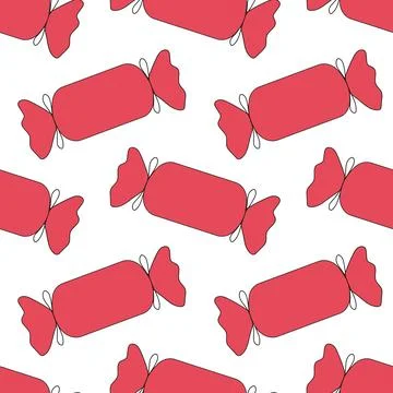 Seamless pattern with wrapping pink candies Stock Illustration