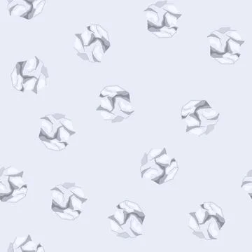 Seamless pattern wrinkled crumpled paper balls cartoon vector Stock Illustration