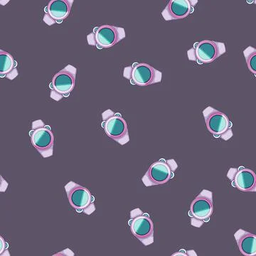 Seamless pattern wrist kid watch time cartoon vector Stock Illustration