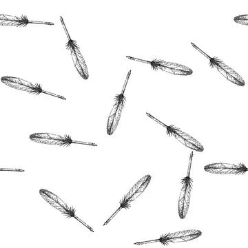 Seamless pattern writing quill pen sketch hand drawn Stock Illustration