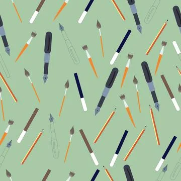 Seamless pattern with writing tools Stock Illustration
