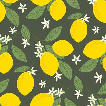 Seamless pattern ws yallow lemon blossoming branch Illustrazione stock