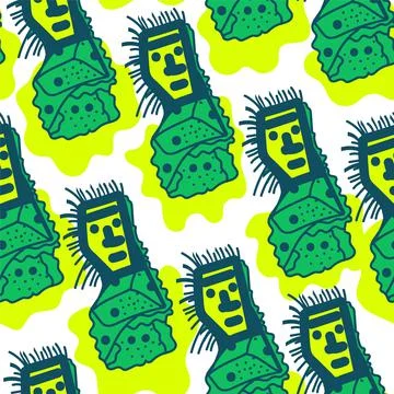 Seamless pattern wuth hand drawn repeat strange characters Stock-Illustration
