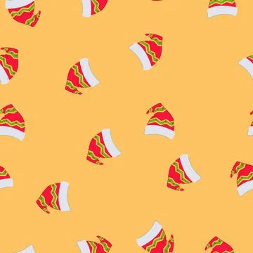 Seamless pattern xmas elf santa hat cartoon vector 스톡 일러스트
