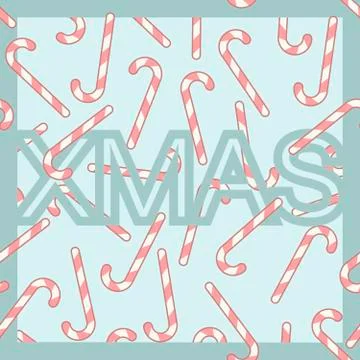Seamless pattern Xmas letters and cane candies Stock Illustration