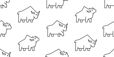 Seamless pattern with Yaks Stock Illustration