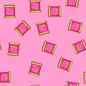 Seamless pattern yarn thread spool cartoon vector 스톡 일러스트