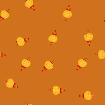 Seamless pattern year chinese lamp cartoon vector Illustrazione stock