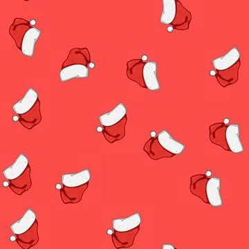 Seamless pattern year hat santa cartoon vector Stock Illustration