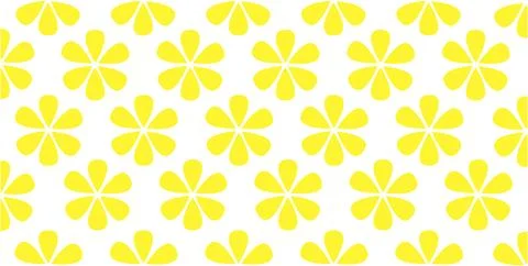 Seamless pattern with yellow abstract flowers on white background Stock Illustration
