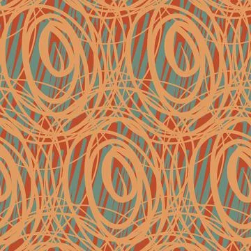 Seamless pattern yellow abstract hand drawn, abstract circle flourish vector Stock Illustration