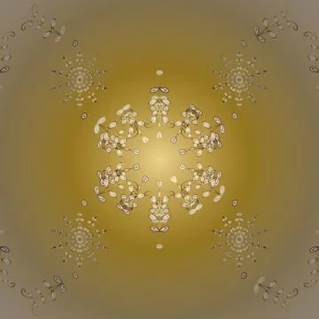 Seamless pattern on yellow and beige colors with golden elements. Seamless golde Stock Illustration