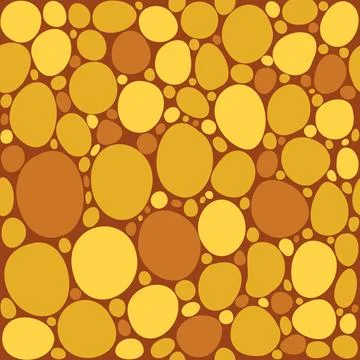 Seamless pattern with yellow and gold curved circles on a brown background... Stock Illustration