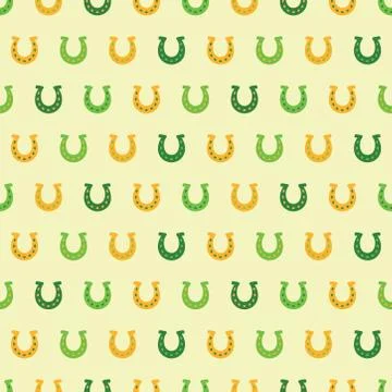 Seamless pattern with yellow and green horseshoes Stock Illustration