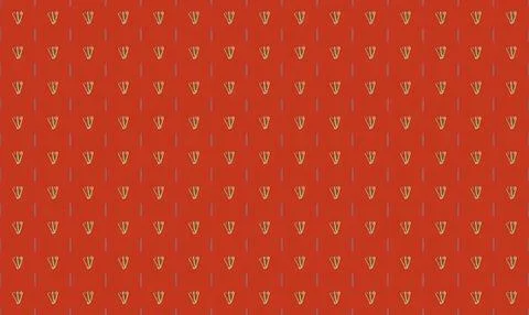 Seamless pattern with yellow and green plant motifs on red background Stock Illustration