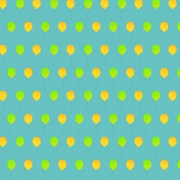 A seamless pattern with yellow and light green balloons 스톡 일러스트