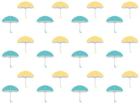 Seamless pattern of yellow and light blue umbrellas. Stock Illustration