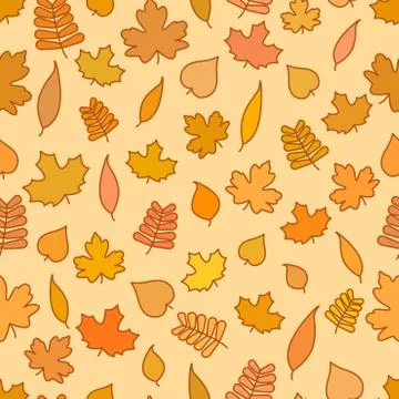 Seamless pattern with yellow and orange leaves, seasonal autumn background, fall Illustrazione stock